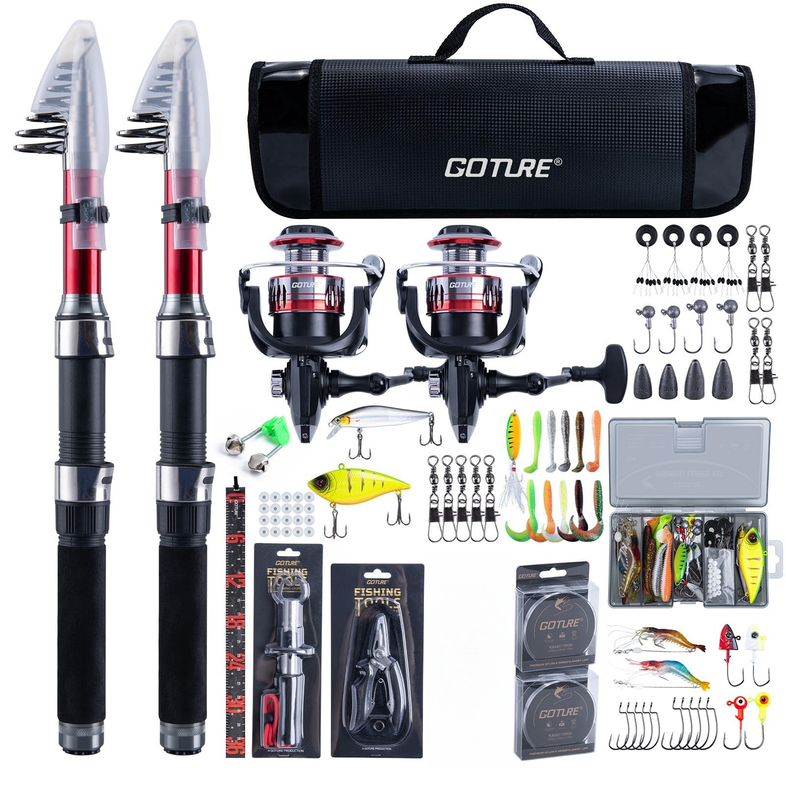 Fishing Rod Combo - Goture 2Pcs Fishing Rod and 2Pcs