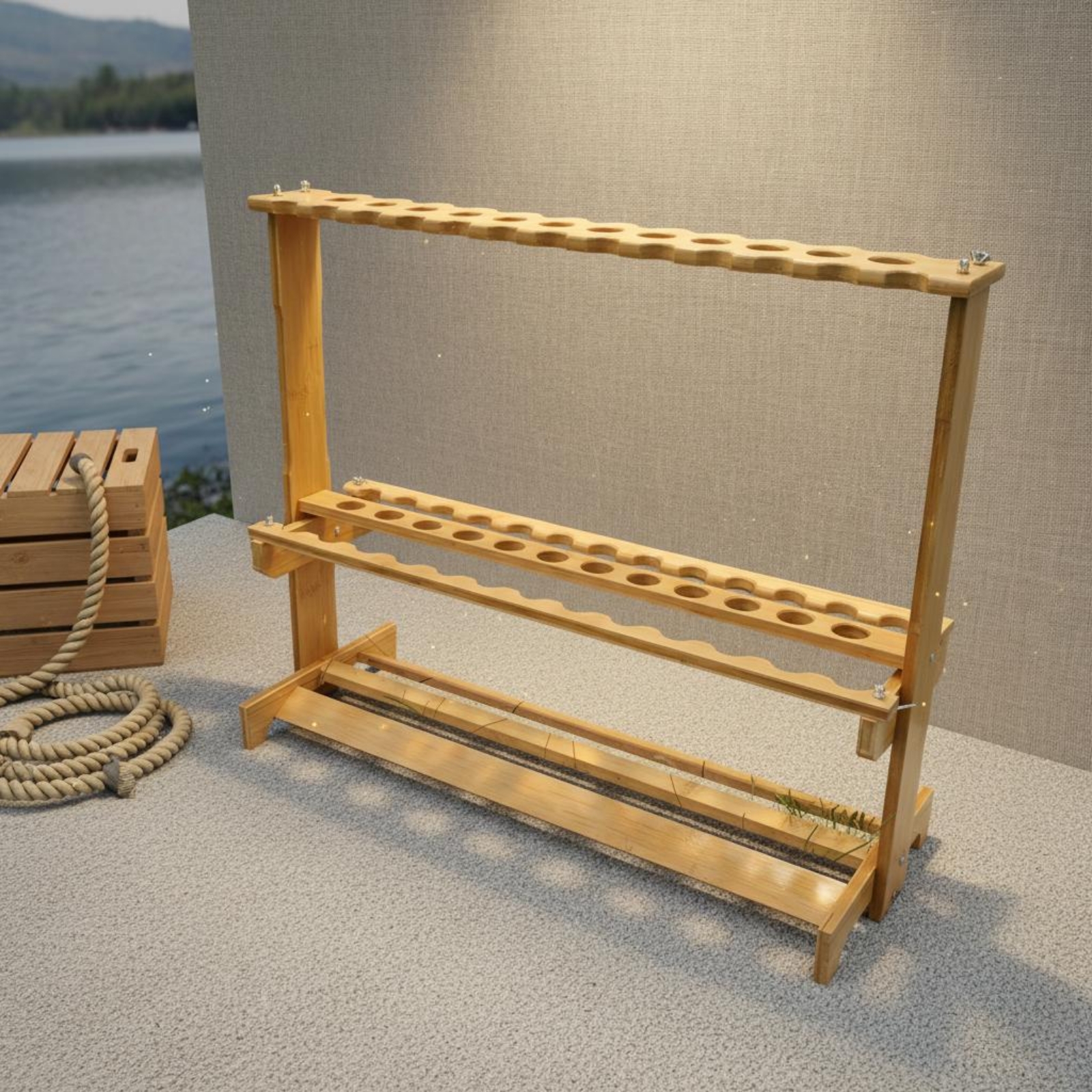 Bamboo Fishing Rod Rack Circul - Fishing Rod Rack ulasan dan harga